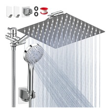 GPED Shower Head, 12” High Pressure Rainfall/Handheld Shower Combo with 11” Extension Arm