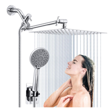 GPED Shower Head, 10” High Pressure Rainfall/Handheld Shower Combo with 11” Extension Arm