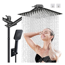 GPED Shower Head, 12” High Pressure Rainfall/Handheld Shower Combo with 11” Extension Arm