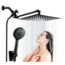 GPED Dual Shower Head Combo, 10” High Pressure Rainfall with 11” Extension Arm