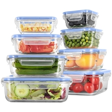 8 Pack Glass Meal Prep Containers, Blue