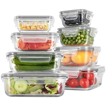 8 Pack Glass Meal Prep Containers, Gray