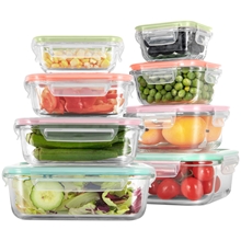 8 Pack Glass Meal Prep Containers, Multicolor