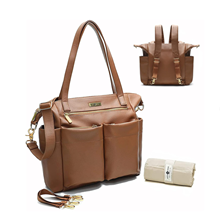 GPED Diaper Bag Tote, 4 in 1 Leather Diaper Bag Backpack with 14 Pockets