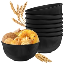 8 Pcs Unbreakable Cereal Bowls Set, 26 Oz Wheat Straw Bowls Set, Black