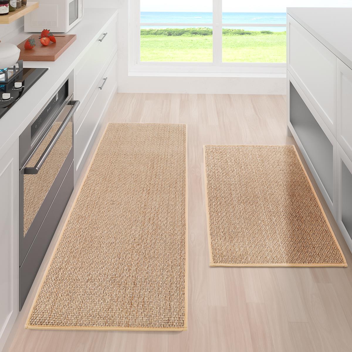 Kitchen Rugs and Mats Sets, 2PCS Non-Slip Kitchen Mats, Absorbent and Stain Resistant Kitchen Mat