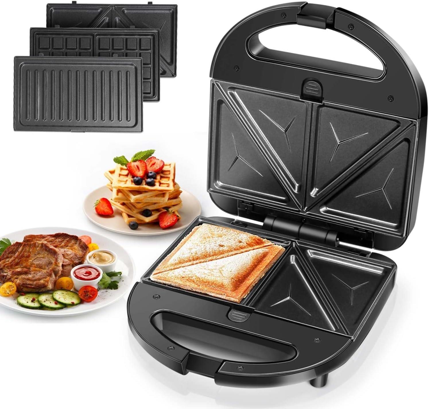 3 in 1 Sandwich Maker Panini Press Grill, Waffle Maker Set, Electric Panini Press Grill Cheese Maker