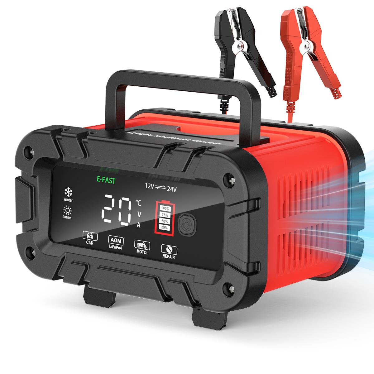 20A Battery Charger 12V/24V LiFePO4 Lead Acid Fully Automatic Battery Maintainer