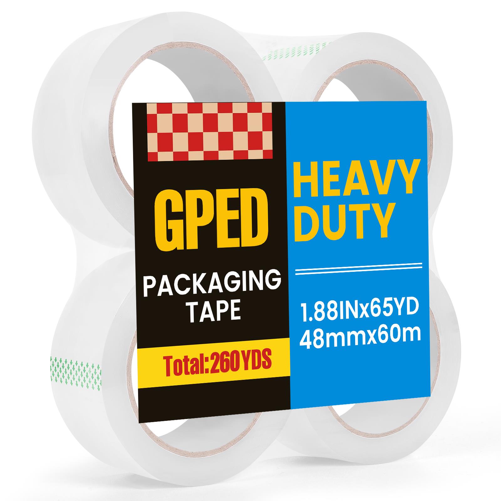 4 Rolls Clear Packing Tape, Heavy Duty Packaging without Dispensers
