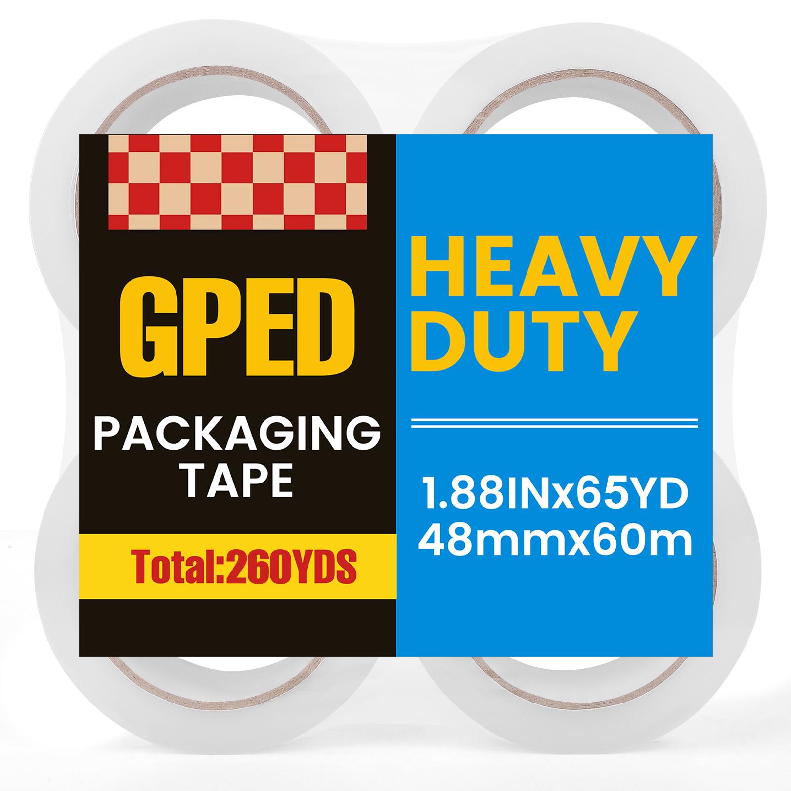 Heavy Duty Packaging Tape, 4 Rolls Clear Packing Tape without Dispenser