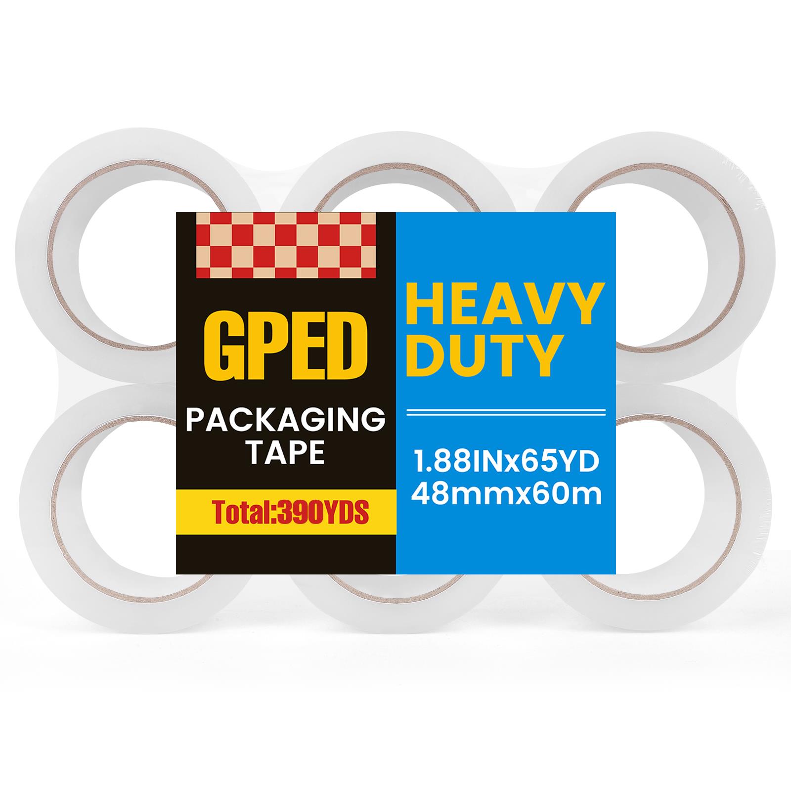 Heavy Duty Packaging Tape, 6 Rolls Clear Packing Tape without Dispenser