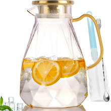 Glass Pitcher with Golden Lid & Spout (74 oz)
