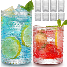 12 oz Vintage Hobnail Drinking Glasses ,Hobnail Glass Cups Set of 6