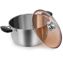 4QT Stock Pot with Lid, Stainless Steel Soup Pasta Pot with Visible Lid