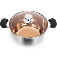 6QT Stock Pot with Lid, Stainless Steel Soup Pasta Pot with Visible Lid