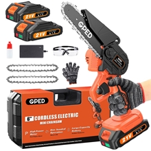 6 Inch Mini Chainsaw Cordless with 2 Batteries, Orange