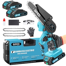 6 Inch Mini Chainsaw Cordless with 2 Batteries, Blue