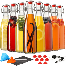8.5 oz Swing Top Glass Bottles, 8 Pack Flip Top Beer Brewing Bottles