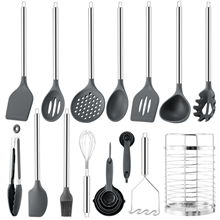 33 Pcs Silicone Cooking Utensils Set, Stainless Steel Handle Kitchen Utensils Set,