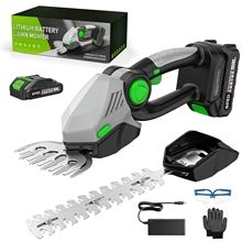 Cordless Hedge Trimmer, 2-in-1 Grass Shears Handheld with 2 Pack Rechargeable Battery, Gray