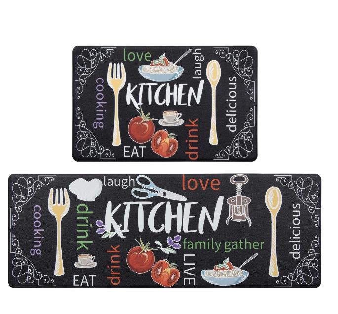 2 PCS Cushioned Anti-Fatigue Kitchen Mat, Waterproof Non-Slip Kitchen Floor Mat