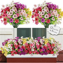 12 Bundles Artificial Flowers for Outdoor Indoor Decoration, Mix 6 Colors