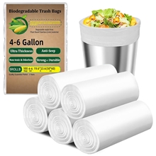 100 Count 4-6 Gallon Trash Bags, Unscented Garbage Bags, Expanded Size for Bathroom , White