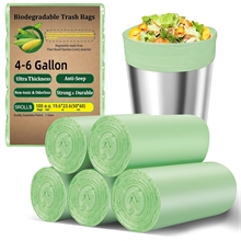 100 Count 4-6 Gallon Trash Bags, Unscented Garbage Bags, Expanded Size for Bathroom, Green