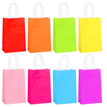 24 Pack 8 Color Gift Bags with Handles, Colorful Paper Party Favor Bags for Goodies, Birthdays