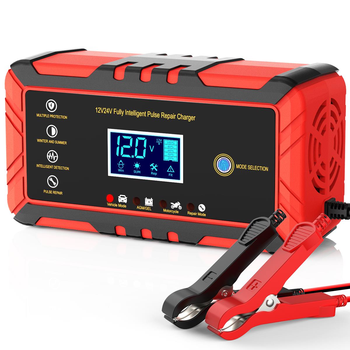 Car Battery Charger, 12V24V 6A Smart Battery Trickle Charger Automotive 12V 24V