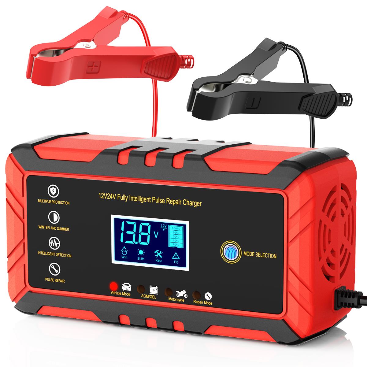 Automatic Battery Charger, 12V 24V/8Amp Battery Maintainer, Smart Car Trickle Charger