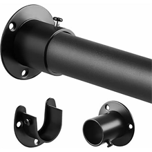 Heavy Duty Adjustable Closet Rod 17-87 Inch, Rod for Wardrobes, Black