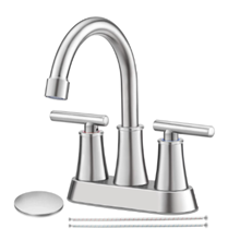 GPED Bathroom Faucets for Sink 3 Hole, 4 Inch Sink Faucet W/ Pop Up Drain and 2 Supply Hoses