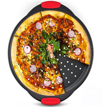 15 Inch Round Pizza Baking Sheet with Secure Silicone Handles, Oven & Grill Safe