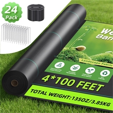 GPED 4 x 100FT Weed Barrier Landscape Fabric, 3.2OZ Heavy Duty Weed Blocker Gardening Mat,