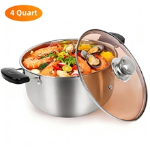 GPED 4QT Stock Pot with Lid, Stainless Steel Soup Pasta Pot with Visible Lid