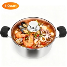 GPED 6QT Stock Pot with Lid, Stainless Steel Soup Pasta Pot with Visible Lid