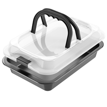 GPED Non-Stick Baking Pan with Lid and Handle, 10 x 15 Inch Non-Stick Rectangular Cake Pan