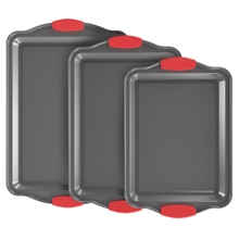 GPED Nonstick Baking Sheet Set, 3-Piece Cookie Sheet Set with Silicone Handles
