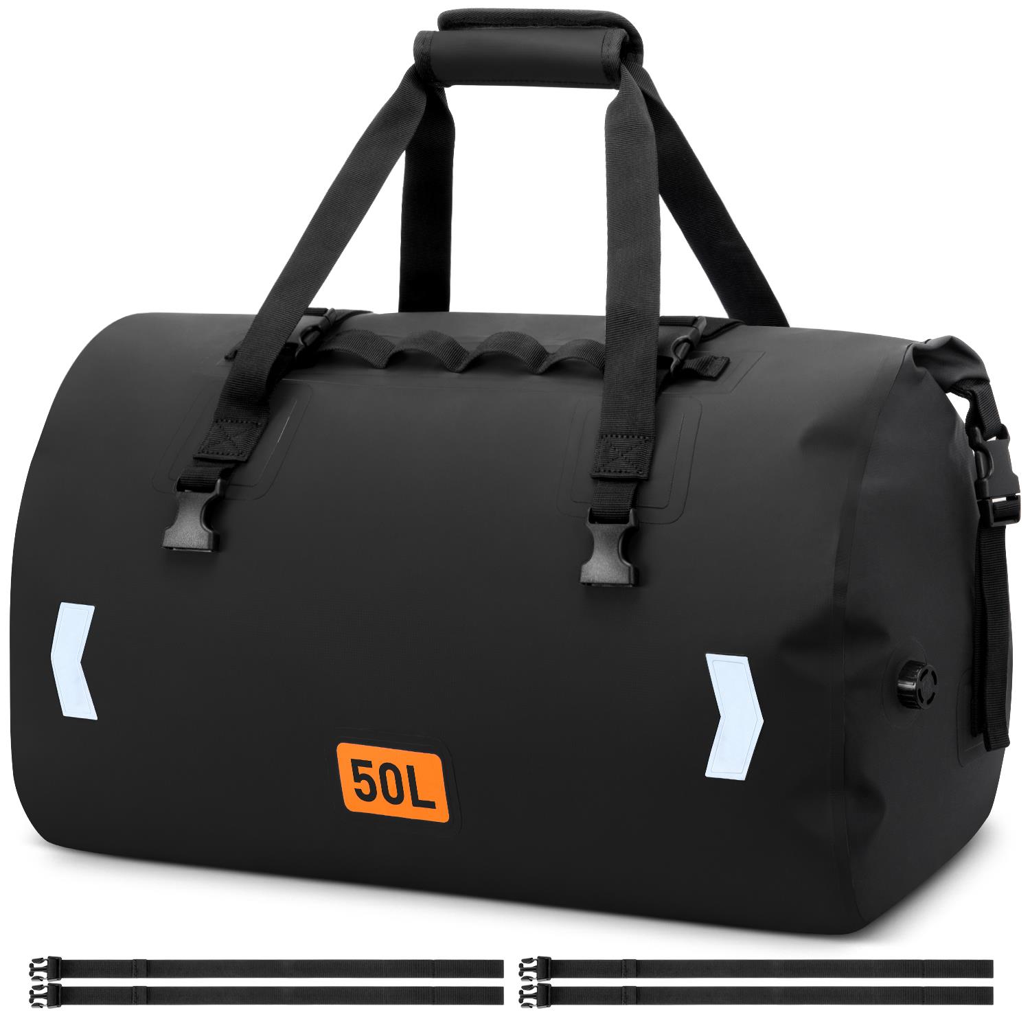 GPED Waterproof Duffel Bag, 50L Roll-top Motorcycle Dry Bag with Air Valve & Quick-fixed Straps