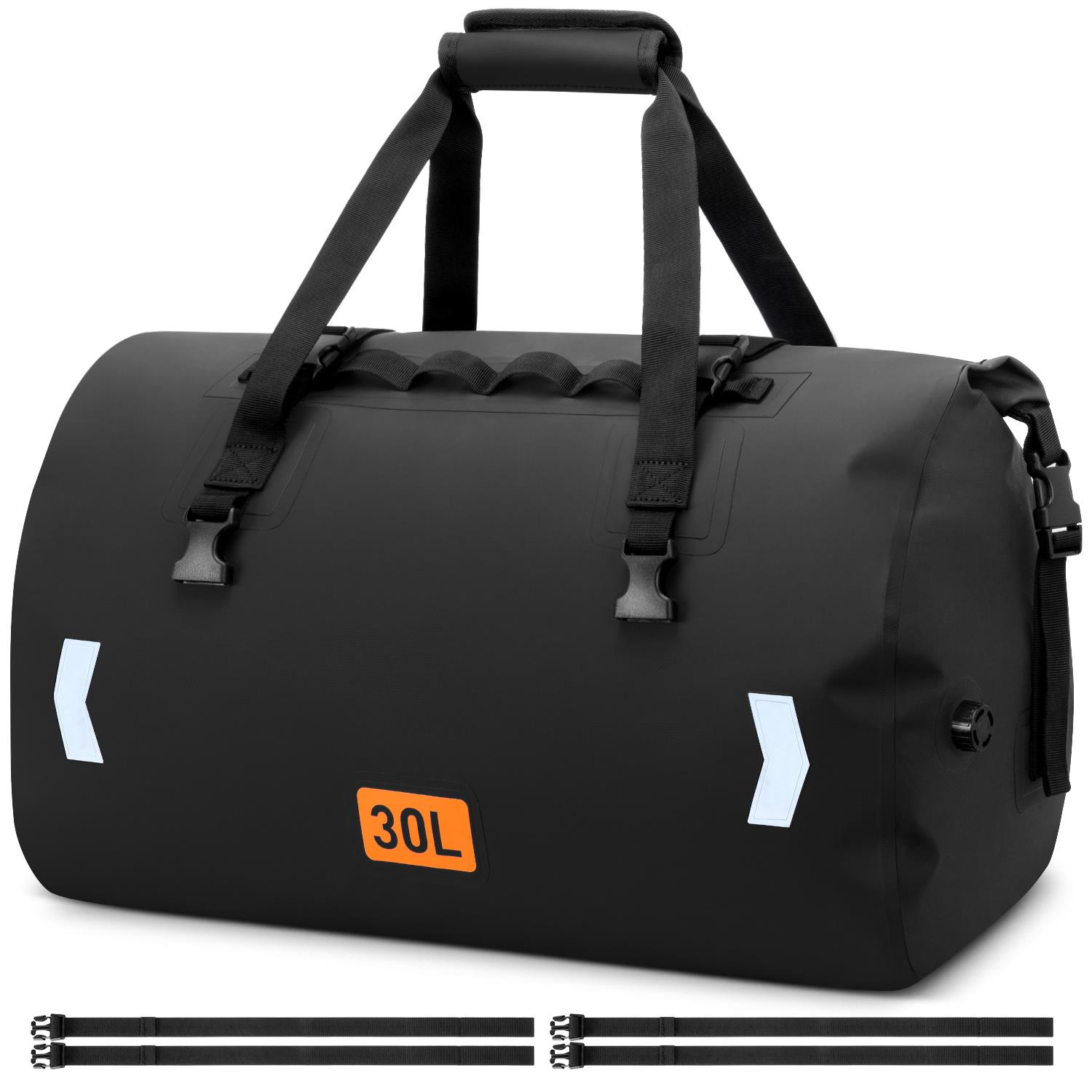 GPED Waterproof Duffel Bag, 30L Roll-top Motorcycle Dry Bag with Air Valve & Quick-fixed Straps