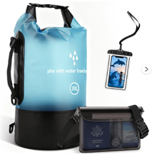 GPED Dry Bags Waterproof, 20L Roll Top Dry Bag for Kayak, Double Straps Dry Storage Bag Backpack