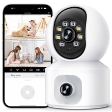 GPED Baby Monitor with Dual Cameras, 3K HD WiFi Security Camera W/ 360° PTZ & Fixed Camera,,