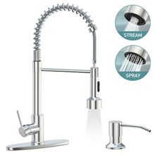 GPED Kitchen Faucet, Kitchen Sink Faucet with Soap Dispenser & Pull Down Sprayer
