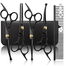 GPED Professional Dog Grooming Scissors Kit, 6 in 1 Dog Grooming Scissors with Safety Round Tips