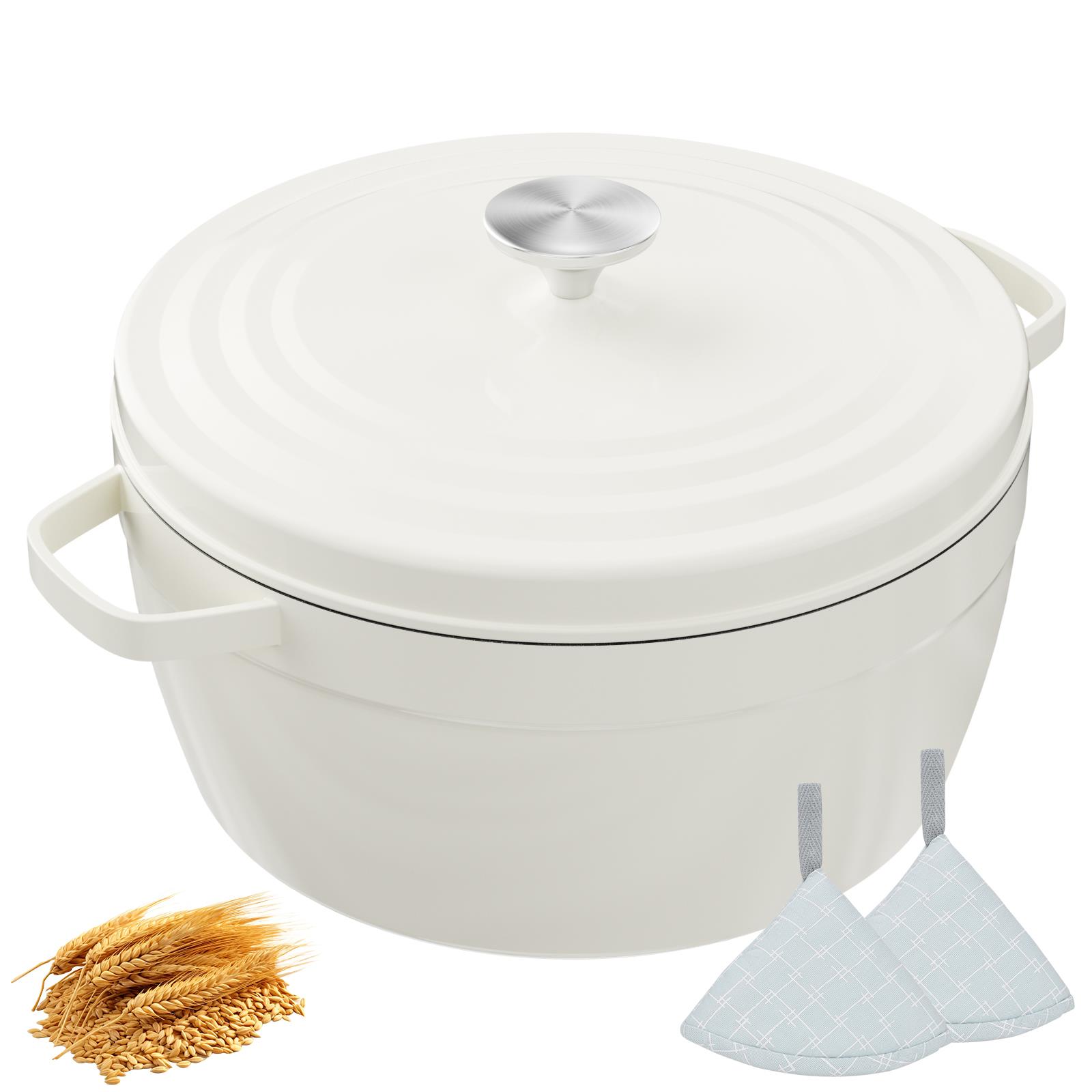GPED 5.5QT Cast Iron Dutch Oven Pot, Non Stick Dutch Oven with Lid & Cotton Potholders