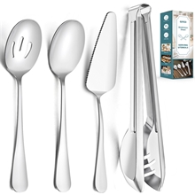 10 Pieces Stainless Steel Serving Utensils, Silver