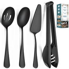 10 Pieces Stainless Steel Serving Utensils, Black