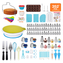 GPED 352 Pcs Decorating Supplies Kit , Cake Decorating Kit with 48 Numbered Piping and 6 Korean Tips