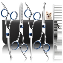 GPED 6 in 1 Dog Grooming Scissors Kit, Professional 4CR Stainless Steel & Heavy-duty Dog Scissors